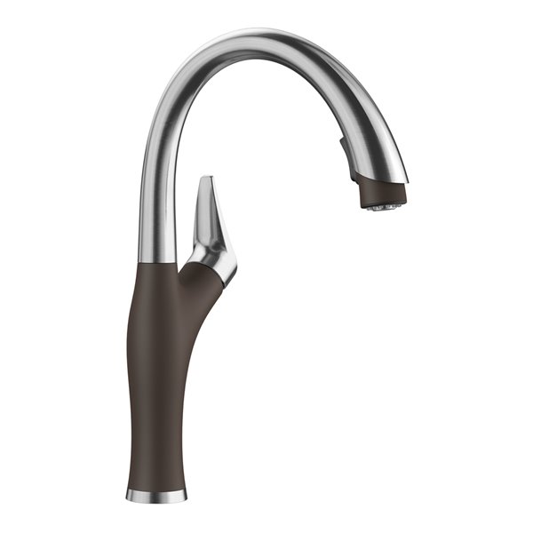 BLANCO Artona PVD Steel/café 1-handle Deck Mount Pull-down Handle/lever Residential Kitchen Faucet