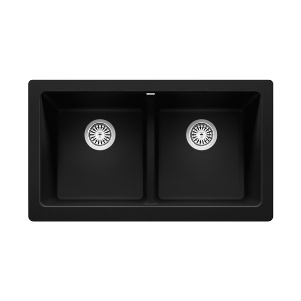 BLANCO Vintera Undermount Apron Front/farmhouse 33-in x 19-in Coal Black Double Equal Bowl Kitchen Sink