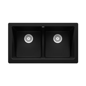 BLANCO Vintera Undermount Apron Front/farmhouse 33-in x 19-in Coal Black Double Equal Bowl Kitchen Sink