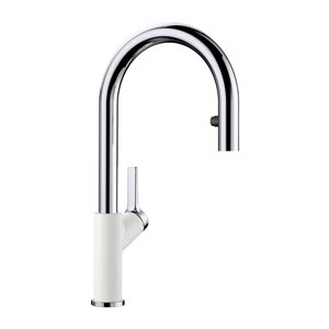 BLANCO Urbena Chrome/white 1-handle Deck Mount Pull-down Handle/lever Residential Kitchen Faucet