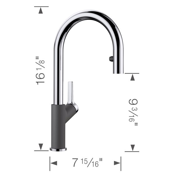 BLANCO Urbena Chrome/cinder 1-handle Deck Mount Pull-down Handle/lever Residential Kitchen Faucet