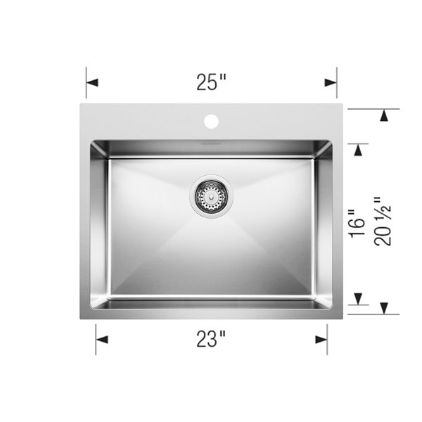 BLANCO Quatrus Drop-in 25-in x 20.5-in Brushed Single Bowl 1-hole Kitchen Sink