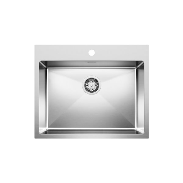 BLANCO Quatrus Drop-in 25-in x 20.5-in Brushed Single Bowl 1-hole Kitchen Sink