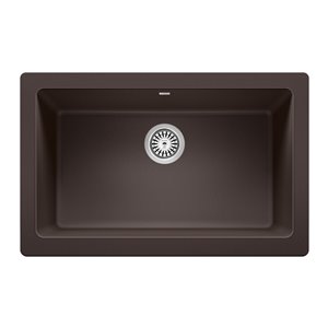 Évier de cuisine Vintera à cuve simple de style campagnard ou à tablier de BLANCO, 33 po x 19 po, café