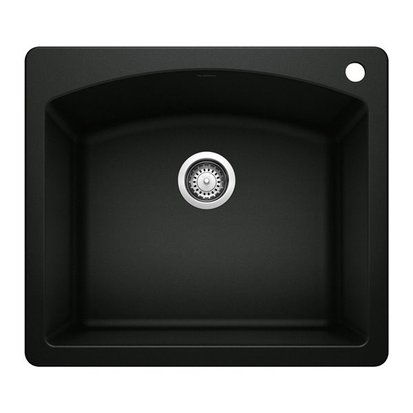 BLANCO Diamond Drop-in 25-in x 22-in Coal Black Single Bowl 1-hole Kitchen Sink