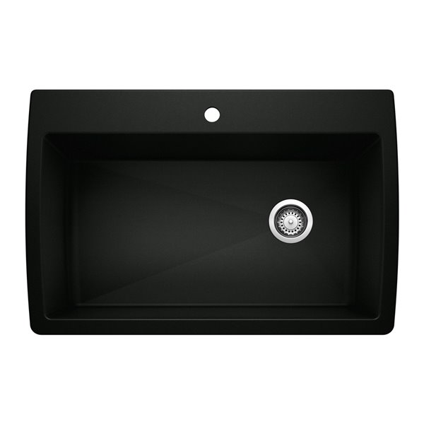 BLANCO Diamond Drop-in 33.5-in x 22-in Coal Black Single Bowl 1-hole Kitchen Sink