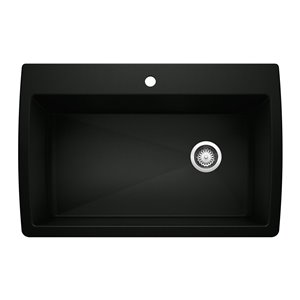 BLANCO Diamond Drop-in 33.5-in x 22-in Coal Black Single Bowl 1-hole Kitchen Sink