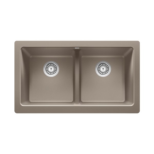 Évier de cuisine double Vintera de style campagnard ou à tablier de BLANCO, 33 po x 19 po, truffe