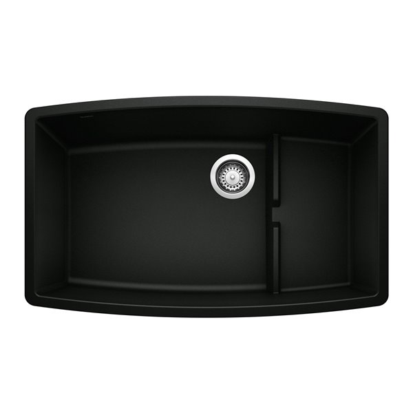 BLANCO Performa Undermount 32-in x 19.5-in Coal Black Single Bowl Kitchen Sink