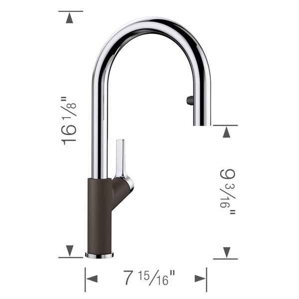 BLANCO Urbena Chrome/café 1-handle Deck Mount Pull-down Handle/lever Residential Kitchen Faucet