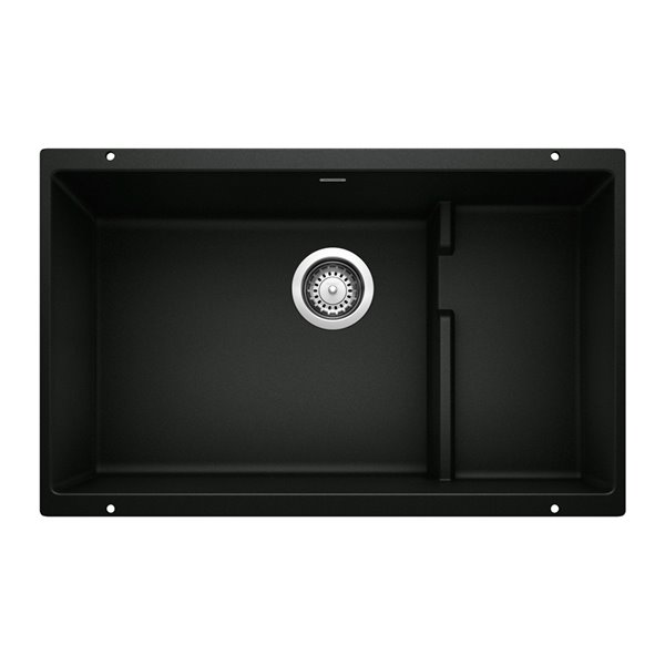 BLANCO Precis Undermount 28.75-in x 18.11-in Coal Black Single Bowl Kitchen Sink