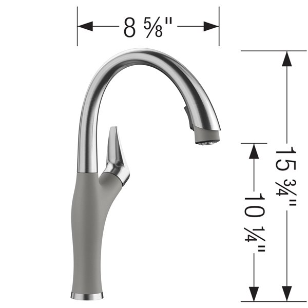 BLANCO Artona PVD Steel/metallic Gray 1-handle Deck Mount Pull-down Handle/lever Residential Kitchen Faucet