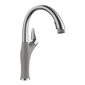 BLANCO Artona PVD Steel/metallic Gray 1-handle Deck Mount Pull-down Handle/lever Residential Kitchen Faucet