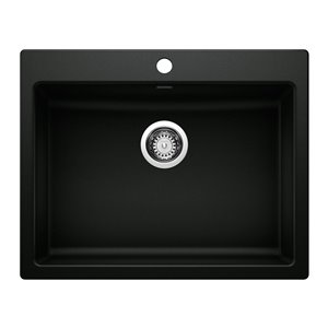 BLANCO Precis Drop-in Or Undermount 25.75-in x 20.5-in Coal Black Single Bowl 1-hole Kitchen Sink