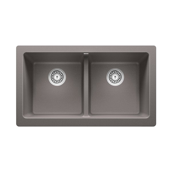 BLANCO Vintera Undermount Apron Front/farmhouse 33-in x 19-in Metallic Gray Double Equal Bowl Kitchen Sink