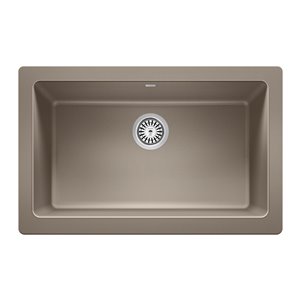 Évier de cuisine Vintera à cuve simple de style campagnard ou à tablier de BLANCO, 33 po x 19 po, truffe