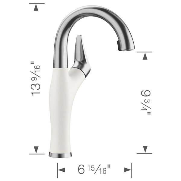 BLANCO Artona PVD Steel/white 1-handle Deck Mount Bar And Prep Handle/lever Residential Kitchen Faucet