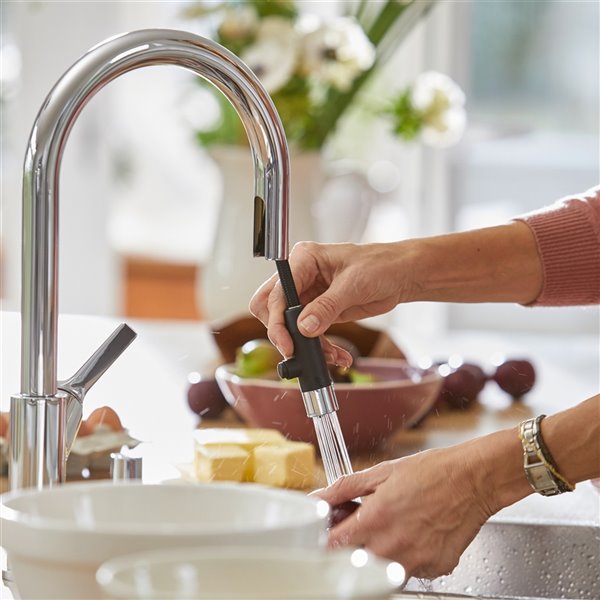 Robinet de cuisine Urbena chrome à 1 poignée à levier pour usage résidentiel de BLANCO