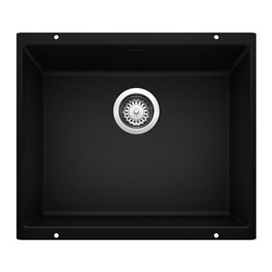 BLANCO Precis Undermount 20.87-in x 18.11-in Coal Black Single Bowl Kitchen Sink