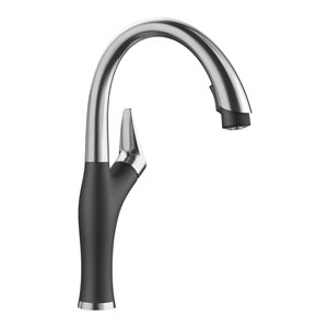 BLANCO Artona PVD Steel/anthracite 1-handle Deck Mount Pull-down Handle/lever Residential Kitchen Faucet