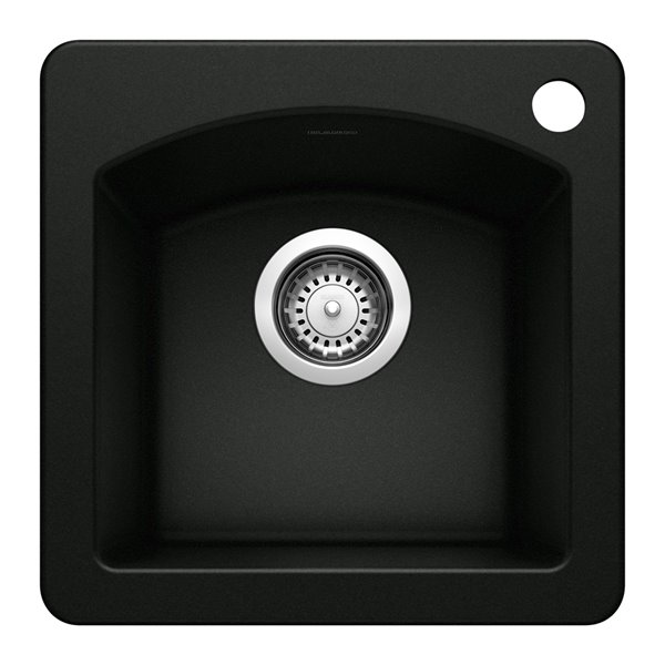 BLANCO Diamond 15-in L x 15-in W Coal Black 1-hole Composite Drop-in Or Undermount Residential Bar Sink