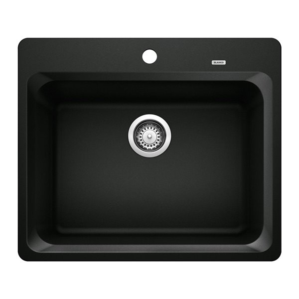 BLANCO Vision Drop-in 24.6-in x 20.87-in Coal Black Single Bowl 1-hole Kitchen Sink