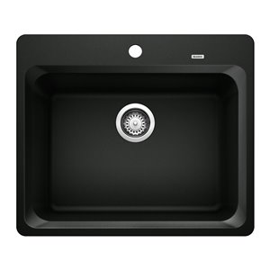 BLANCO Vision Drop-in 24.6-in x 20.87-in Coal Black Single Bowl 1-hole Kitchen Sink