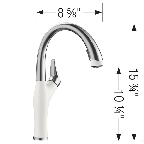 BLANCO Artona PVD Steel/white 1-handle Deck Mount Pull-down Handle/lever Residential Kitchen Faucet