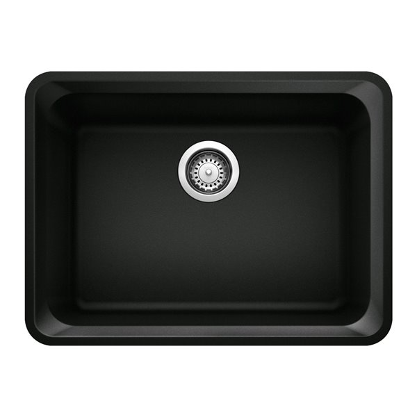 BLANCO Vision Undermount 24.09-in x 18-in Coal Black Single Bowl Kitchen Sink