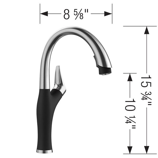 BLANCO Artona PVD Steel/coal Black 1-handle Deck Mount Pull-down Handle/lever Residential Kitchen Faucet