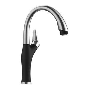 BLANCO Artona PVD Steel/coal Black 1-handle Deck Mount Pull-down Handle/lever Residential Kitchen Faucet