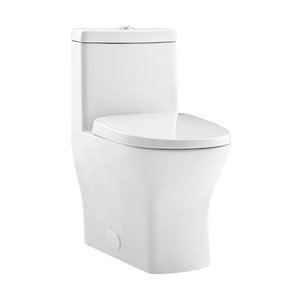 Toilette Sublime II allongée à double chasse hauteur confortable en blanc brillant plomberie brute de 12 po par Swiss Madison