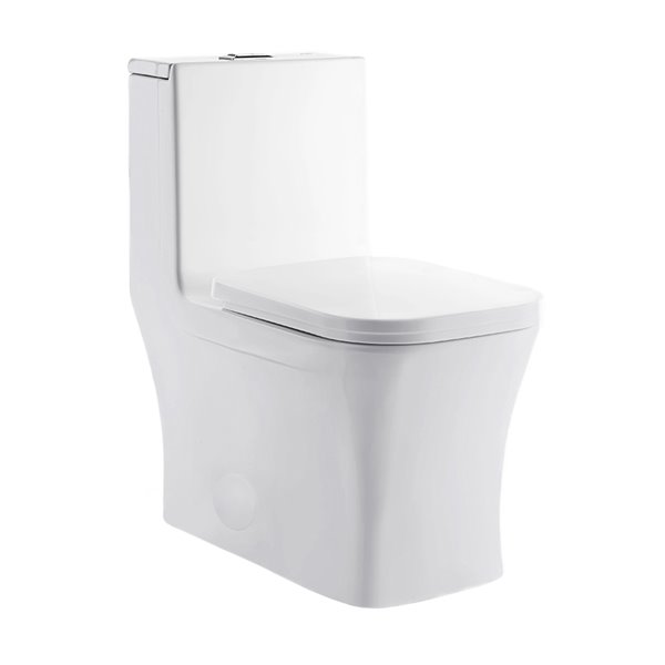 Swiss Madison Concorde Glossy White Dual Square Comfort Height Toilet 12-in Rough-In Size