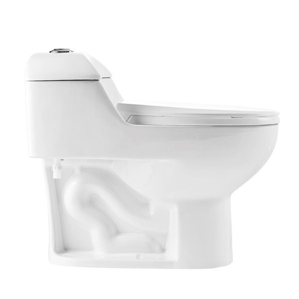 Toilette Chateau à double chasse hauteur ergonomique en blanc brillant plomberie brute de 12 po par Swiss Madison