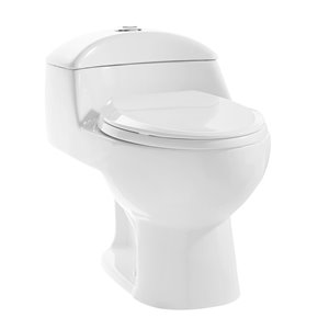 Swiss Madison Chateau Glossy White Dual Elongated Comfort Height Toilet 12-in Rough-In Size