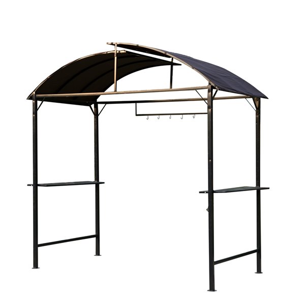 Outsunny Coffee Metal Rectangle Grill Gazebo with Polyester Roof - 4.1-ft x 8.2-ft