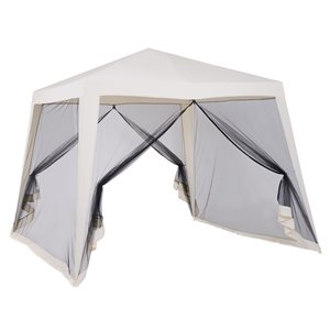 Outsunny 9.8-ft x 9.8-ft Off-White Outdoor Canopy with Mesh Curtains Included