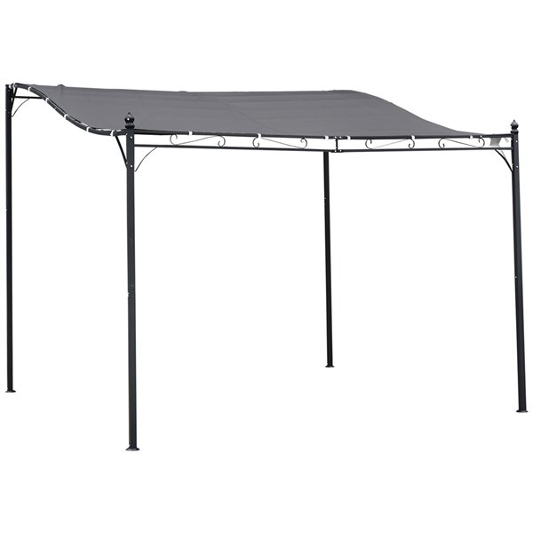 Outsunny 9.6-ft x 9.6-ft Grey Standard Canopy with Black Steel Frame ...