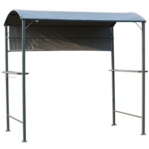 Outsunny 7.1 x 4.5-ft Grey Steel Frame BBQ Gazebo with Polyester Arch Canopy