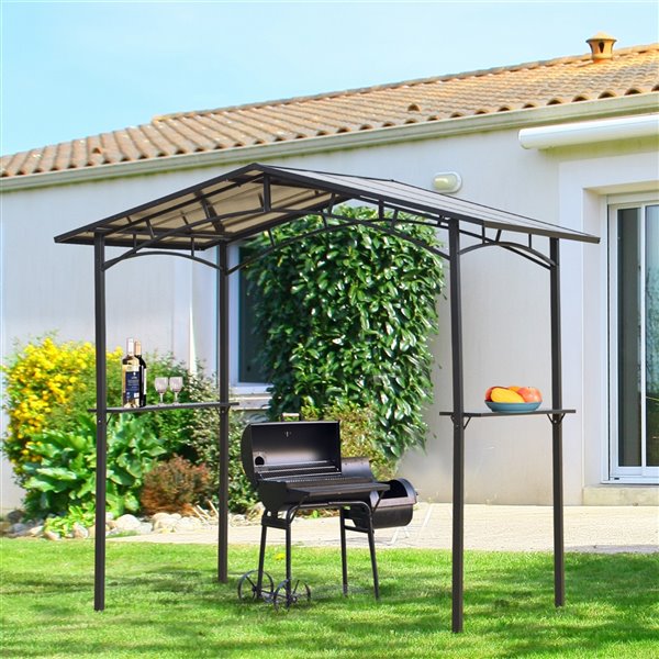 Outsunny Black Metal Rectangle Grill Gazebo with Aluminum Roof - 8.1-ft x 4.9-ft