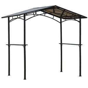 Outsunny Black Metal Rectangle Grill Gazebo with Aluminum Roof - 8.1-ft x 4.9-ft