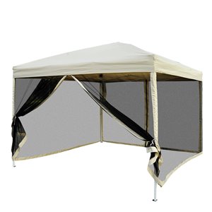 Outsunny 9.7-ft Square Tan Pop-Up Canopy