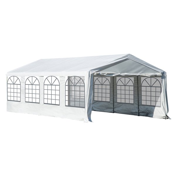 Outsunny 13-ft Heavy-Duty Rectangle White Party Canopy 01-0803 | RONA