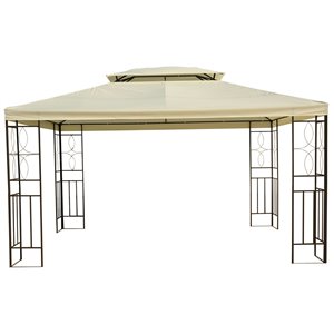 Outsunny The Pavilion White Metal Rectangle Semi-permanent Gazebo with Polyester Roof - 9.8-ft x 13.1-ft