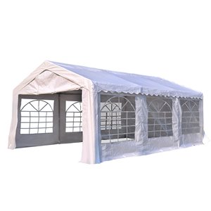 Tente d'événement extérieur 20 x 13 pi Outsunny acier galvanisé et polyéthylène blanc