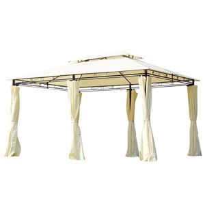 Outsunny The Pavilion White Metal Rectangle Semi-Permanent Gazebo Screen Included and Polyester Roof 13-ft x 10-ft