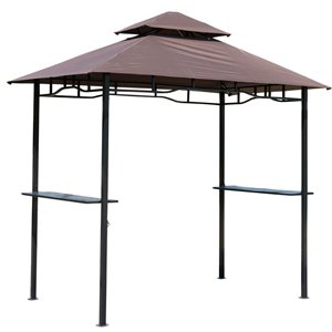 Outsunny Coffee Metal Rectangle Semi-permanent Gazebo with Polyester Roof - 8-ft x 4.9-ft