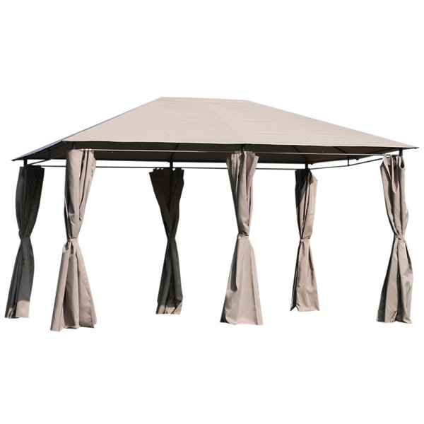 Outsunny The Pavilion Khaki Metal Rectangle Semi-permanent Gazebo with Polyester Roof - 13.12-ft x 9.8-ft