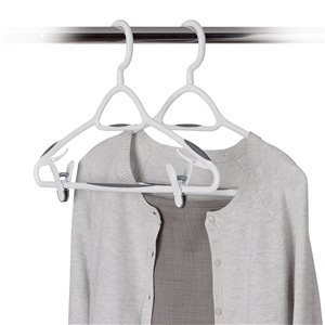 Ensemble de cintres en plastique antidérapant avec pinces de Neatfreak, paquet de 18