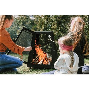 F. Corriveau International 20-in W x 20-in D x 28-in H Black Steel Outdoor Wood-Burning Fireplace